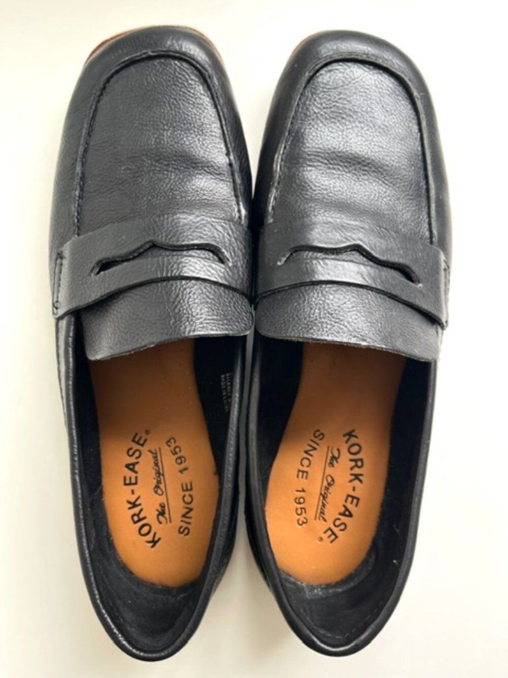 Kork-Ease Leather Penny Loafer in Black | Size 6